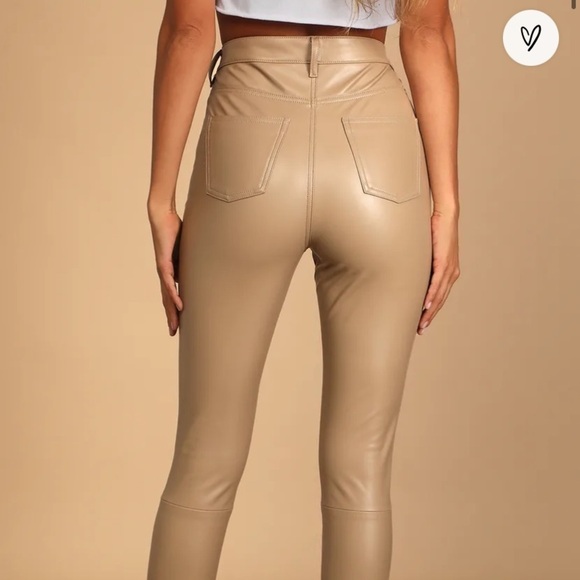 Bagatelle NYC Get Lucky Beige Vegan Leather Pants - Picture 5 of 9